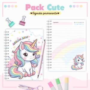 agenda infantil permanente unicornio cute arquivo digital agendas