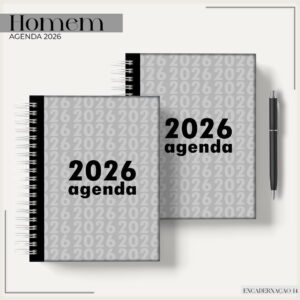 Agenda Masculina 2026 Cinza - Arquivo Digital