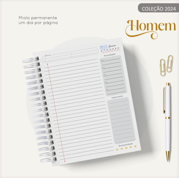 Agenda Masculina Azul e Cinza