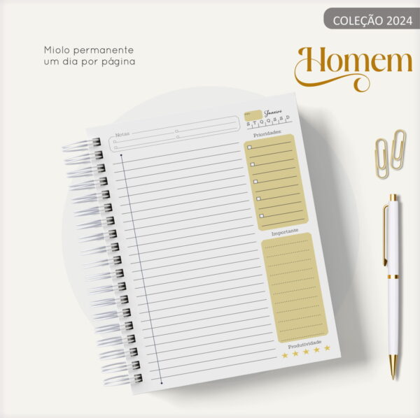 Agenda Masculina Azul e Dourado- Arquivo Digital