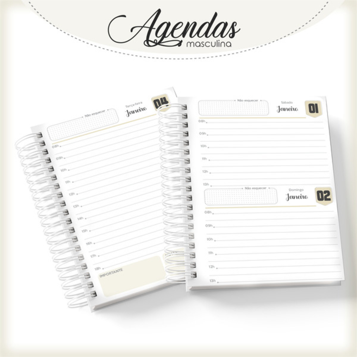 Agenda Masculina bege com Listras - Arquivo Digital 2 Agenda Masculina bege com Listras - Arquivo Digital