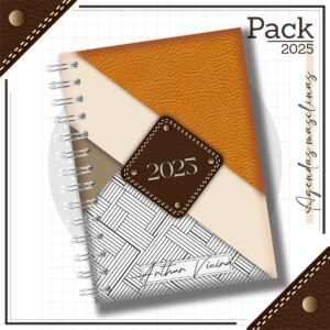 Agenda Masculina Couro Laranja 2025