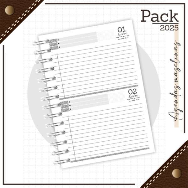 Agenda Masculina Couro Preto 2025