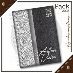 Agenda Masculina Couro Preto 2025