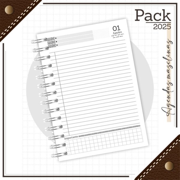 Agenda Masculina Couro Preto 2025