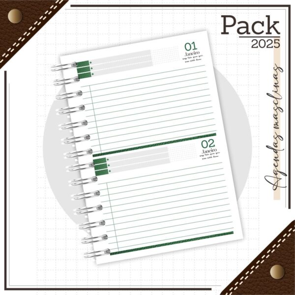 Agenda Masculina Couro Verde 2025
