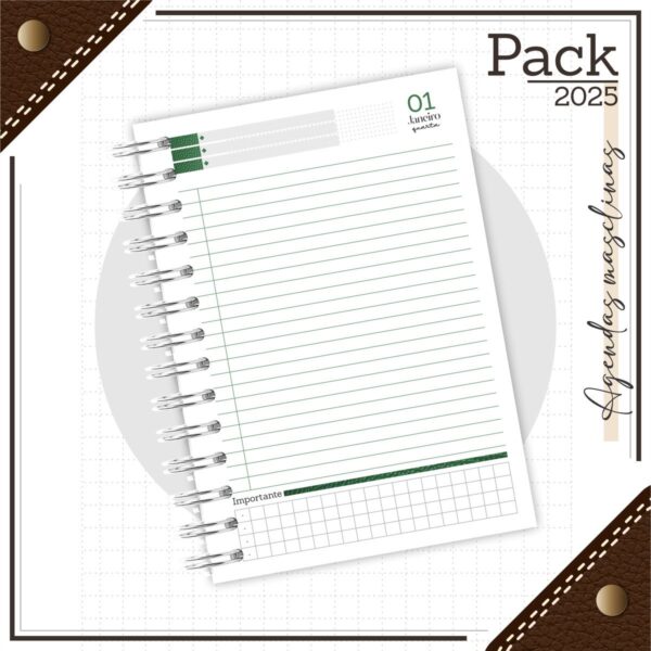 Agenda Masculina Couro Verde 2025