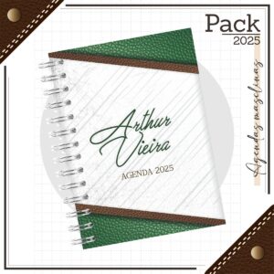 Agenda Masculina Couro Verde 2025