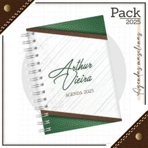 Agenda Masculina Couro Verde 2025 3 Agenda Masculina Couro Verde 2025