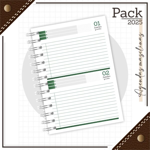 Agenda Masculina Couro Verde 2025