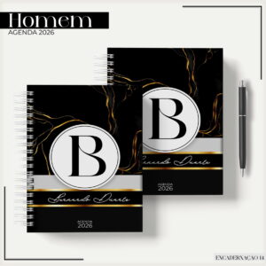 Agenda Masculina Gold Black 2026 - Arquivo Digital