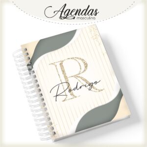 Agenda Masculina Iniciais Dourada