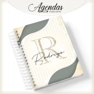 Agenda Masculina Iniciais Dourada
