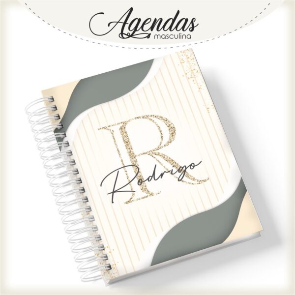 Agenda Masculina Iniciais Dourada