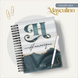 Agenda Masculina Mármore Azul e Listra