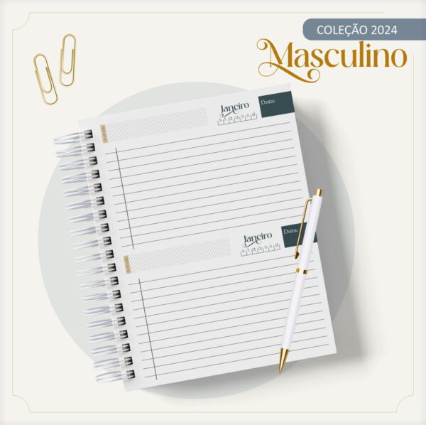 Agenda Masculina Mármore Azul e Listra