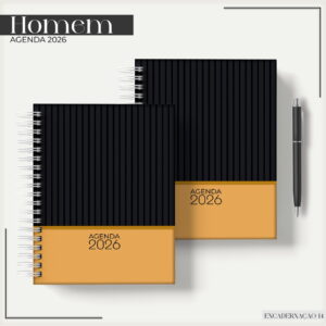 Agenda Masculina Preto e Amarelo 2026 - Arquivo Digital
