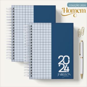 Agenda Masculina Quadrinho Azul e Branco