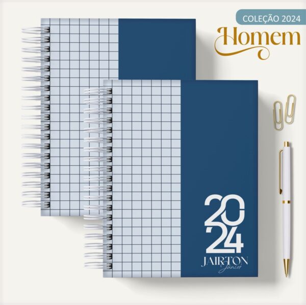 Agenda Masculina Quadrinho Azul e Branco