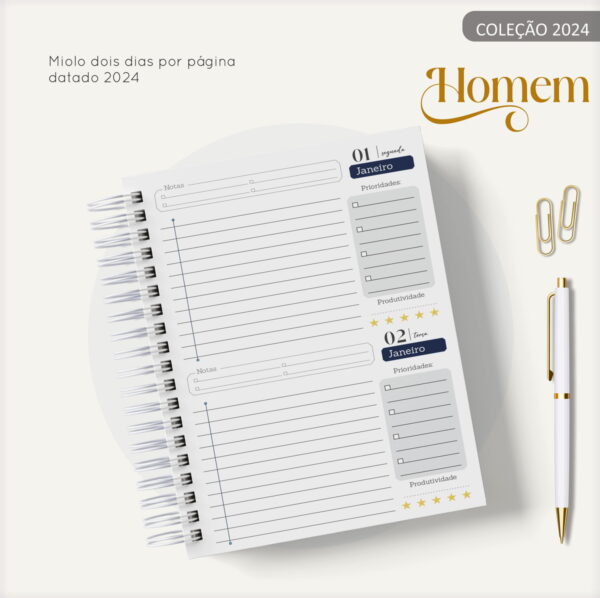 Agenda Masculina Quadrinho Preto