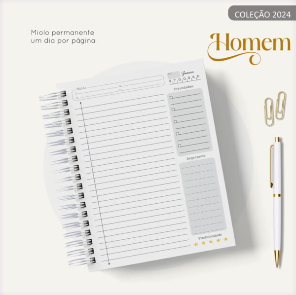 Agenda Masculina Quadrinho Preto