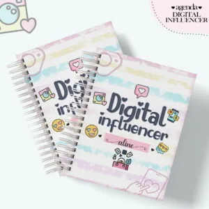 Duas agendas em espiral com capa decorada e ilustrações coloridas infantis