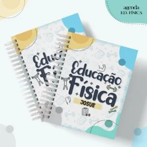 Duas agendas em espiral com capa personalizada de educação física.