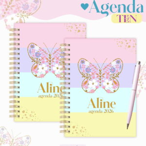 Agenda Teen Borboleta Candy 2026 - Arquivo Digital