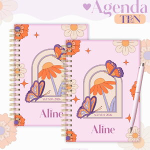 Agenda Teen Borboleta Laranja e Rosa 2026 - Arquivo Digital 6 Agenda Teen Borboleta Laranja e Rosa 2026 - Arquivo Digital