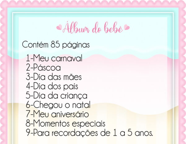 Álbum do Bebê Baby Menina