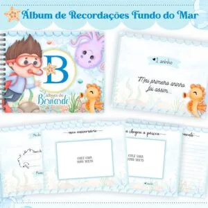 Álbum do Bebê Fundo do Mar Menino 26 Álbum do Bebê Fundo do Mar Menino