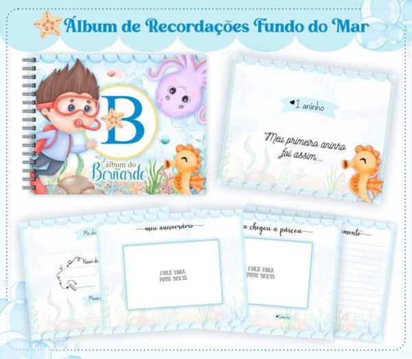 Álbum do Bebê Fundo do Mar Menino