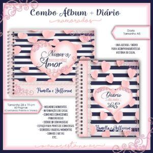 Álbum e Diário Dia dos Namorados Rosa e Azul -Arq.Digital