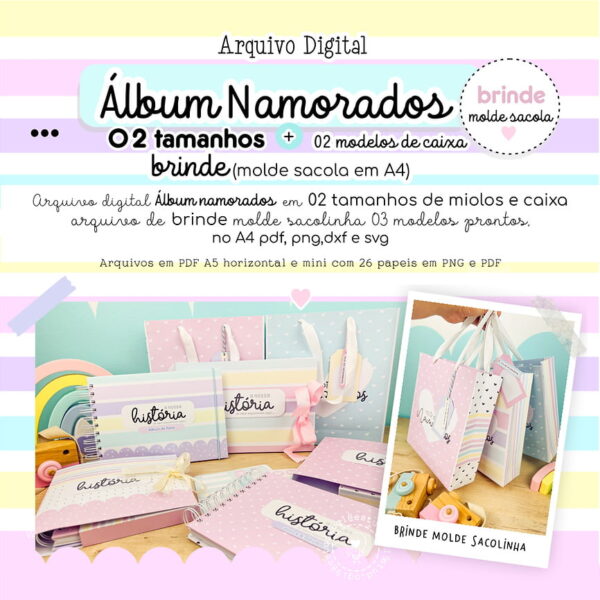 Arquivo de Corte Álbum Namorados + Caixa + Sacola Scanncut