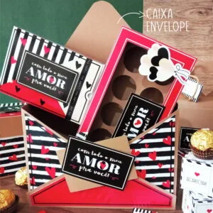 Arquivo de Corte Caixa Envelope + Caixa de Doces Namorados