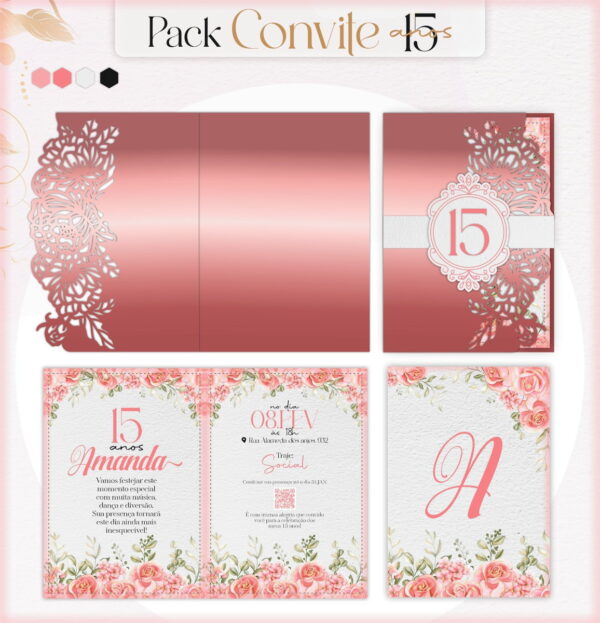 Arquivo de Corte Convites 15 Anos - Studio e pdf