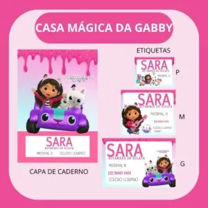 Arquivo de Corte Etiqueta Escolar a Casa Mágica da Gabby 2 Arquivo de Corte Etiqueta Escolar a Casa Mágica da Gabby
