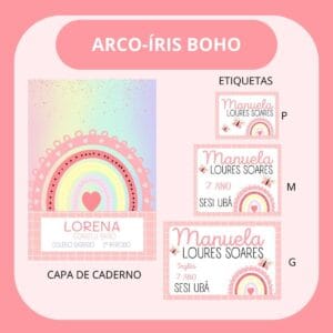 Arquivo de Corte Etiqueta Escolar Arco Iris