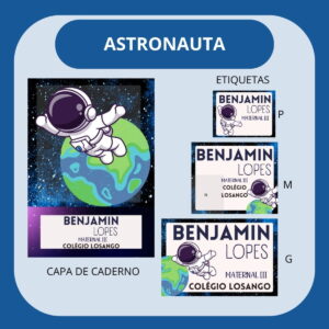 Arquivo de Corte Etiqueta Escolar Astronauta