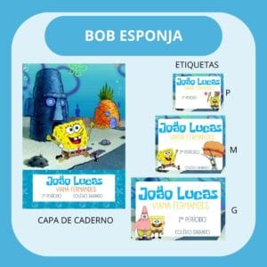 Arquivo de Corte Etiqueta Escolar Bob Esponja