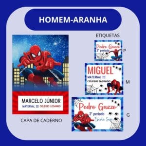Arquivo de Corte Etiqueta Escolar Homem Aranha