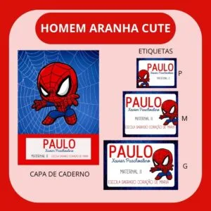 Arquivo de Corte Etiqueta Escolar Homem Aranha Cute 13 Arquivo de Corte Etiqueta Escolar Homem Aranha Cute