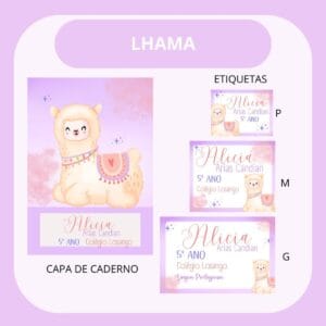 Arquivo de Corte Etiqueta Escolar Lhama