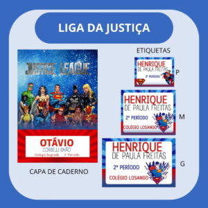 Arquivo de Corte Etiqueta Escolar Liga da Justiça