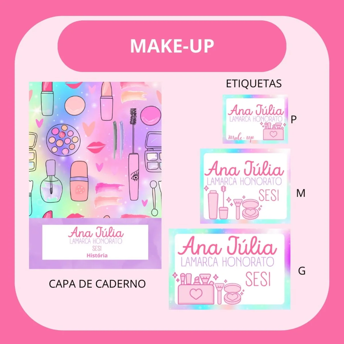 Arquivo de Corte Etiqueta Escolar Make Up 1 Arquivo de Corte Etiqueta Escolar Make Up