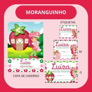 Arquivo de Corte Etiqueta Escolar Moranguinho 12 Arquivo de Corte Etiqueta Escolar Moranguinho