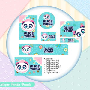 Arquivo de Corte Etiqueta Escolar Panda Donuts
