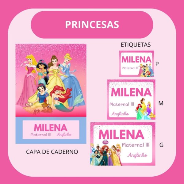arquivo de corte etiqueta escolar princesas etiqueta volta as aulas
