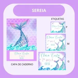 Arquivo de Corte Etiqueta Escolar Sereia 11 Arquivo de Corte Etiqueta Escolar Sereia