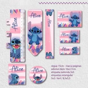 Arquivo de Corte Etiqueta Escolar Stitch Menina 17 Arquivo de Corte Etiqueta Escolar Stitch Menina